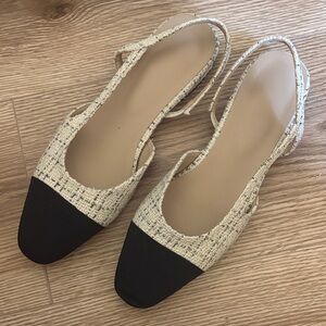 Elegant Black and Cream Women's Slingback Shoes